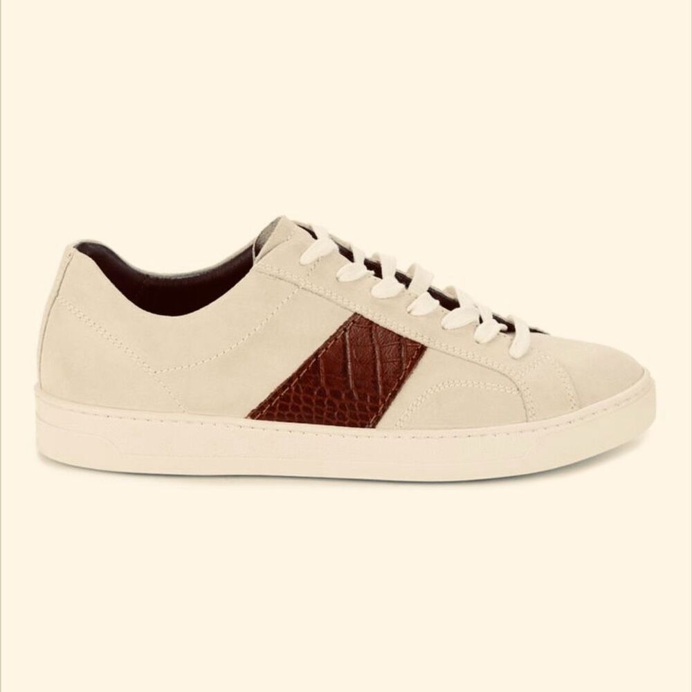 Bruno Magli Justice Men’s Suede Sneakers, Size 13, Tan and Brown Croc with Shoeb